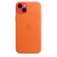 Кожаный чехол Leather Case для iPhone 14, "оранжевый"