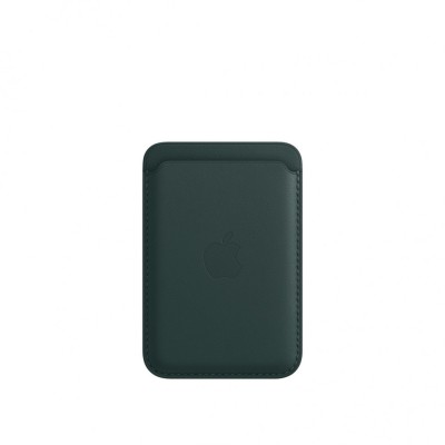 Кожаный кошелёк для iPhone 15 Plus с MagSafe, "зелёный лес"
