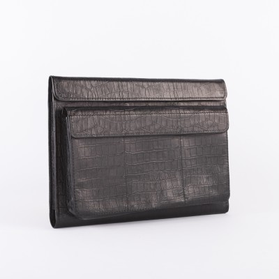 Чехол-конверт с карманом Alexander для MacBook Pro 13"/ Air 13" NEW, кожа, кроко, чёрный