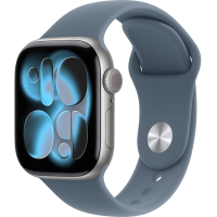 Apple Watch Series 11, 42mm, Space Gray Aluminum Case with Anchor Blue Sport Band - M/L
