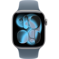 Apple Watch Series 11, 42mm, Space Gray Aluminum Case with Anchor Blue Sport Band - M/L