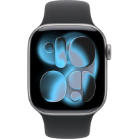 Apple Watch Series 11, 42mm, Space Gray Aluminum Case with Black Sport Band - M/L