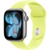 Apple Watch Series 11, 42mm, Space Gray Aluminum Case with Neon Yellow Sport Band - S/M
