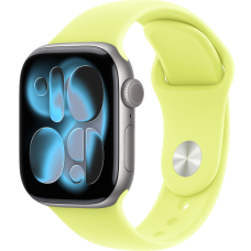 Apple Watch Series 11, 42mm, Space Gray Aluminum Case with Neon Yellow Sport Band - M/L