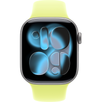Apple Watch Series 11, 42mm, Space Gray Aluminum Case with Neon Yellow Sport Band - S/M