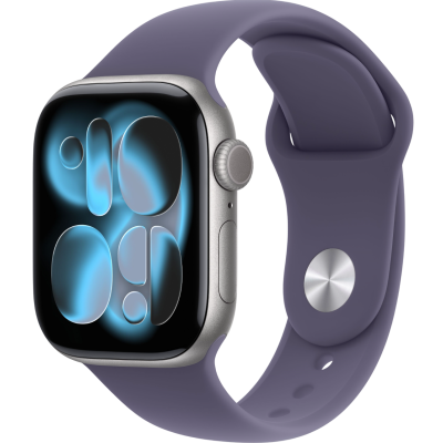 Apple Watch Series 11, 46mm, Space Gray Aluminum Case with Purple Fog Sport Band - M/L