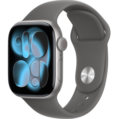 Apple Watch Series 11, 42mm, Space Gray Aluminum Case with Stone Gray Sport Band - S/M