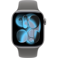 Apple Watch Series 11, 42mm, Space Gray Aluminum Case with Stone Gray Sport Band - S/M