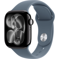Apple Watch Series 11, 46mm, Jet Black Aluminum Case with Anchor Blue Sport Band - S/M
