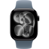 Apple Watch Series 11, 46mm, Jet Black Aluminum Case with Anchor Blue Sport Band - S/M