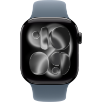 Apple Watch Series 11, 46mm, Jet Black Aluminum Case with Anchor Blue Sport Band - S/M