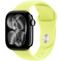 Apple Watch Series 11, 46mm, Jet Black Aluminum Case with Neon Yellow Sport Band - M/L
