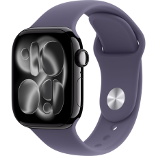 Apple Watch Series 11, 42mm, Jet Black Aluminum Case with Purple Fog Sport Band - M/L