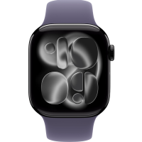 Apple Watch Series 11, 42mm, Jet Black Aluminum Case with Purple Fog Sport Band - M/L