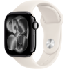 Apple Watch Series 11, 42mm, Jet Black Aluminum Case with Starlight Sport Band - M/L