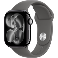 Apple Watch Series 11, 46mm, Jet Black Aluminum Case with Stone Gray Sport Band - M/L
