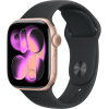 Apple Watch Series 11, 46mm, Rose Gold Aluminum Case with Black Sport Band - S/M