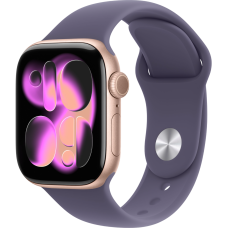 Apple Watch Series 11, 42mm, Rose Gold Aluminum Case with Purple Fog Sport Band - M/L