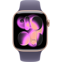 Apple Watch Series 11, 46mm, Rose Gold Aluminum Case with Purple Fog Sport Band - S/M