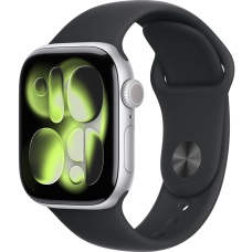 Apple Watch Series 11, 46mm, Silver Aluminum Case with Black Sport Band - M/L