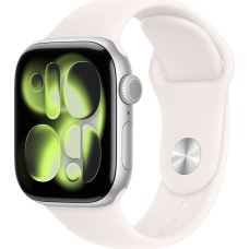 Apple Watch Series 11, 46mm, Silver Aluminum Case with Light Blush Sport Band - M/L