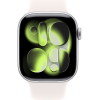 Apple Watch Series 11, 46mm, Silver Aluminum Case with Light Blush Sport Band - M/L