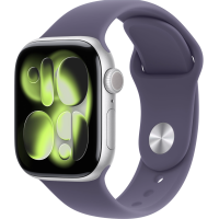 Apple Watch Series 11, 46mm, Silver Aluminum Case with Purple Fog Sport Band - M/L