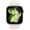 Apple Watch Series 11, 42mm, Silver Aluminum Case with Starlight Sport Band - S/M