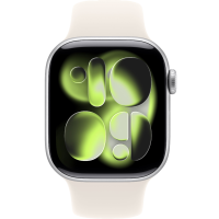 Apple Watch Series 11, 42mm, Silver Aluminum Case with Starlight Sport Band - S/M