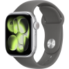 Apple Watch Series 11, 42mm, Silver Aluminum Case with Stone Gray Sport Band - M/L