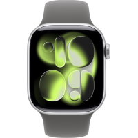 Apple Watch Series 11, 42mm, Silver Aluminum Case with Stone Gray Sport Band - M/L