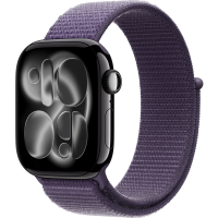 Apple Watch Series 11, 42mm, Jet Black Aluminum Case with Purple Fog Sport Loop
