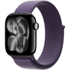 Apple Watch Series 11, 42mm, Jet Black Aluminum Case with Purple Fog Sport Loop
