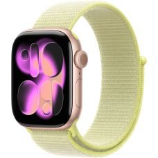 Apple Watch Series 11, 42mm, Rose Gold Aluminum Case with Neon Yellow Sport Loop
