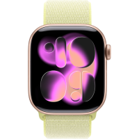 Apple Watch Series 11, 42mm, Rose Gold Aluminum Case with Neon Yellow Sport Loop