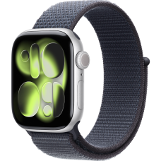Apple Watch Series 11, 46mm, Silver Aluminum Case with Anchor Blue Sport Loop