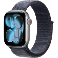Apple Watch Series 11, 42mm, Space Gray Aluminum Case with Anchor Blue Sport Loop
