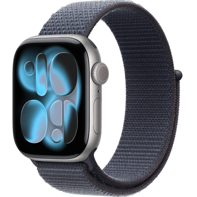 Apple Watch Series 11, 42mm, Space Gray Aluminum Case with Anchor Blue Sport Loop