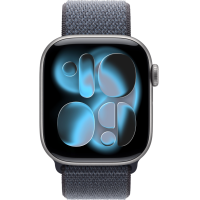 Apple Watch Series 11, 42mm, Space Gray Aluminum Case with Anchor Blue Sport Loop