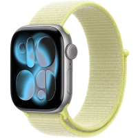 Apple Watch Series 11, 42mm, Space Gray Aluminum Case with Neon Yellow Sport Loop