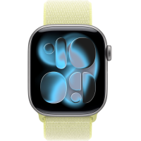 Apple Watch Series 11, 42mm, Space Gray Aluminum Case with Neon Yellow Sport Loop