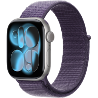 Apple Watch Series 11, 42mm, Space Gray Aluminum Case with Purple Fog Sport Loop