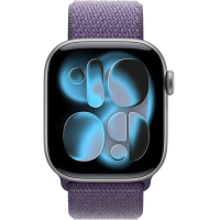 Apple Watch Series 11, 42mm, Space Gray Aluminum Case with Purple Fog Sport Loop