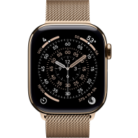 Apple Watch Series 11, 42mm, Gold Titanium Case with Gold Milanese Loop