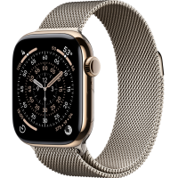 Apple Watch Series 11, 46mm, Gold Titanium Case with Natural Milanese Loop