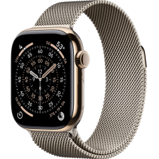 Apple Watch Series 11, 42mm, Gold Titanium Case with Natural Milanese Loop