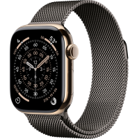 Apple Watch Series 11, 42mm, Gold Titanium Case with Slate Milanese Loop