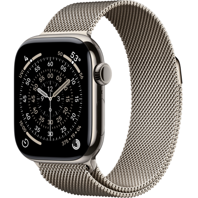Apple Watch Series 11, 42mm, Natural Titanium Case with Natural Milanese Loop