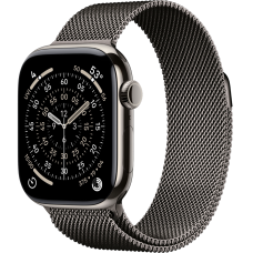 Apple Watch Series 11, 42mm, Natural Titanium Case with Slate Milanese Loop
