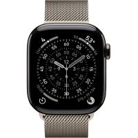 Apple Watch Series 11, 42mm, Slate Titanium Case with Natural Milanese Loop